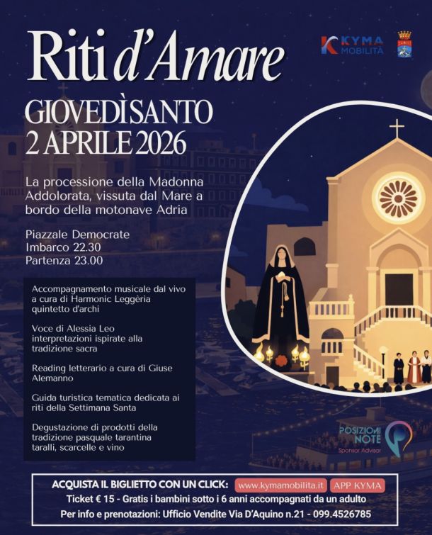 Navette, park&ride e processione dal mare, le iniziative di Kyma Mobilità per i Riti a Taranto