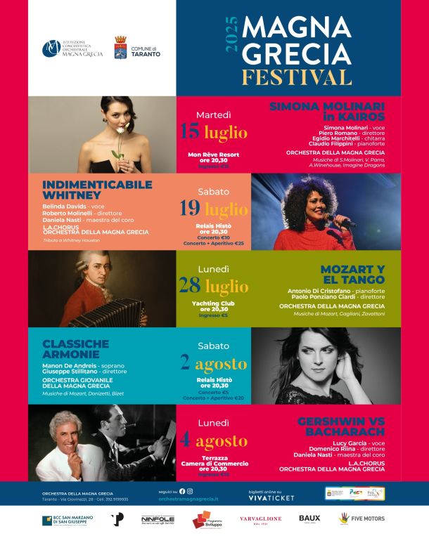Magna Grecia Festival: il 2 agosto Classiche Armonie, il 4 agosto Gershwin vs Bacharach
