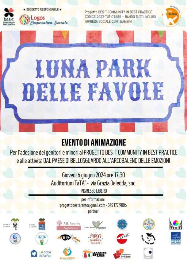 “Luna Park delle favole”, al TATà di Taranto un evento di animazione per i minori