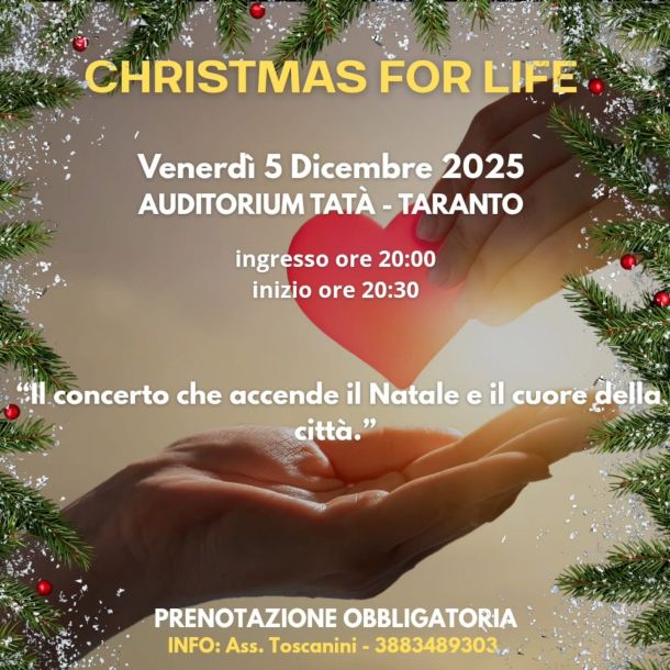 Taranto, il 5 dicembre Christmas for Life al TaTà