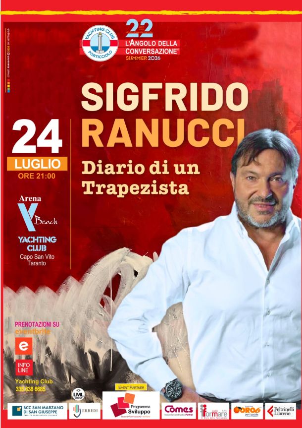 Sigfrido Ranucci a Taranto, ospite dell’Angolo della Conversazione allo Yachting