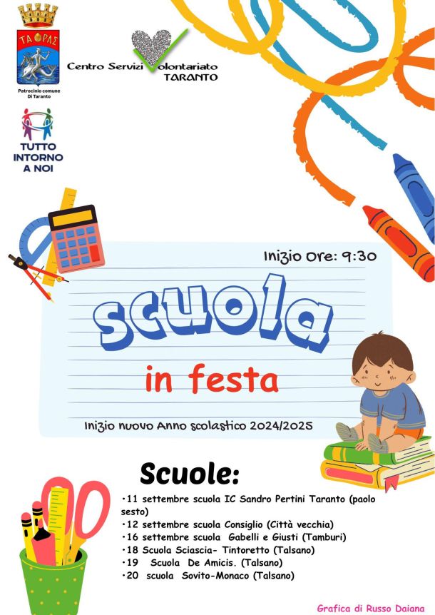 Scuola in Festa, a Taranto avvio dell’anno con il sorriso