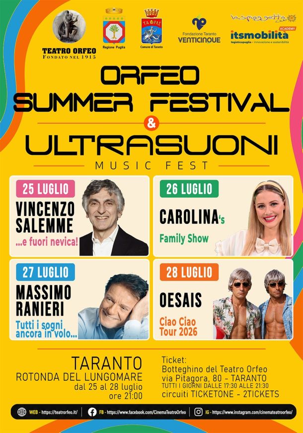 Gli Oesais chiuderanno a Taranto l’Orfeo Summer Festival & Ultrasuoni Music Fest