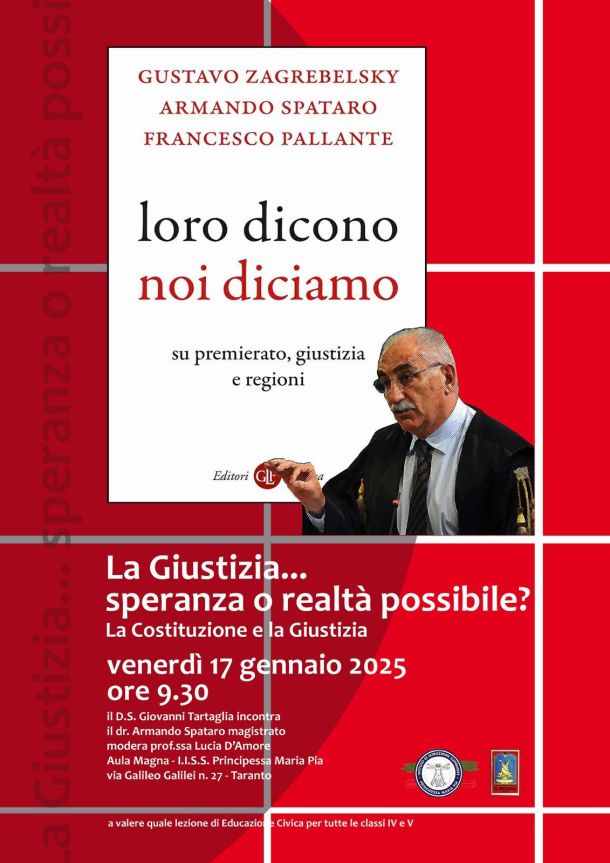 “Loro dicono, Noi diciamo”, Armando Spataro al Maria Pia di Taranto
