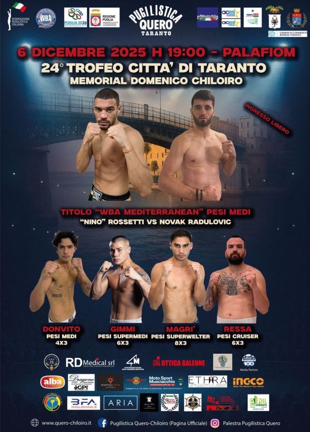 Trofeo Città di Taranto, primo atto il 5 dicembre in via Pentite