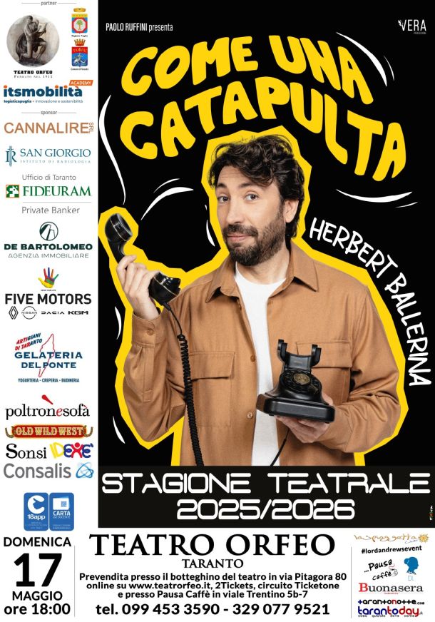La comicità di Herbert Ballerina sul palco del teatro Orfeo di Taranto