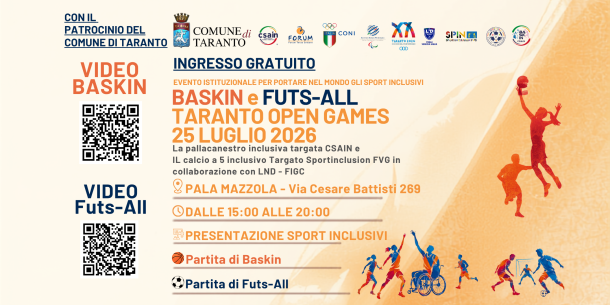 Da Friuli, Sicilia e Calabria per giocare a Baskin e Futs-All al PalaMazzola di Taranto