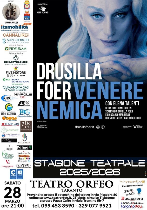 Venere nemica, all’Orfeo di Taranto c’è Drusilla Foer