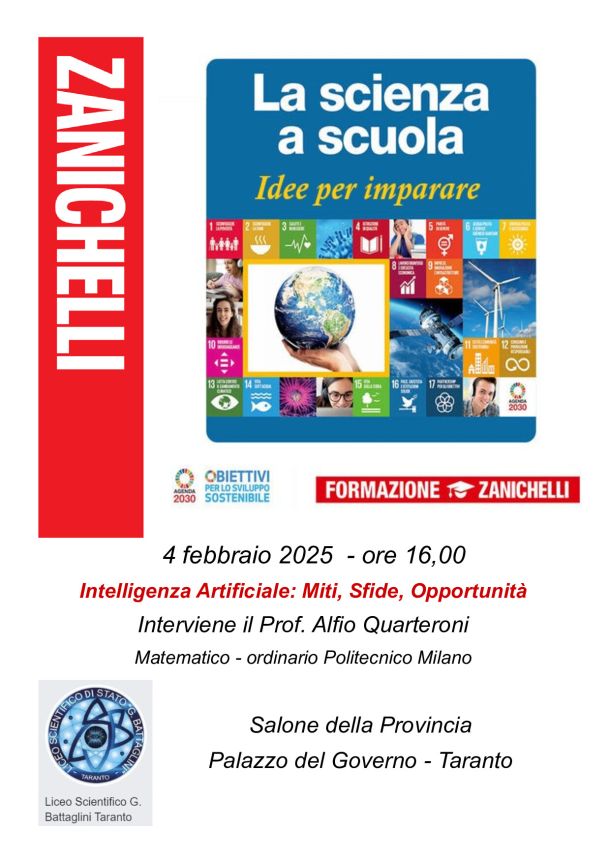 Intelligenza Artificiale, Quarteroni ospite del Battaglini di Taranto