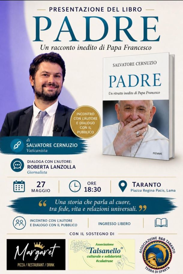 “Padre”, Papa Francesco visto da Salvatore Cernuzio. Due presentazioni in Puglia