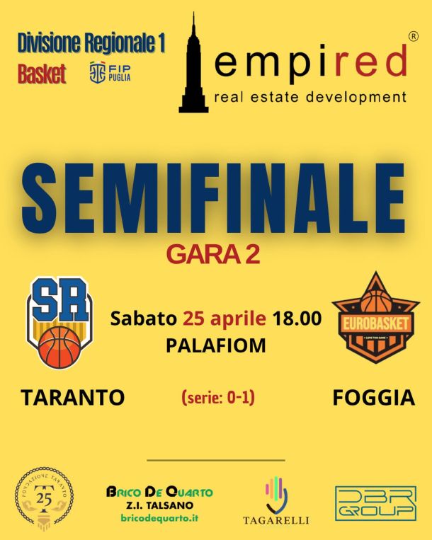 Semifinale playoff per la C, gara 2: Santa Rita Taranto ospita Foggia al Palafiom. Si gioca il 25 aprile