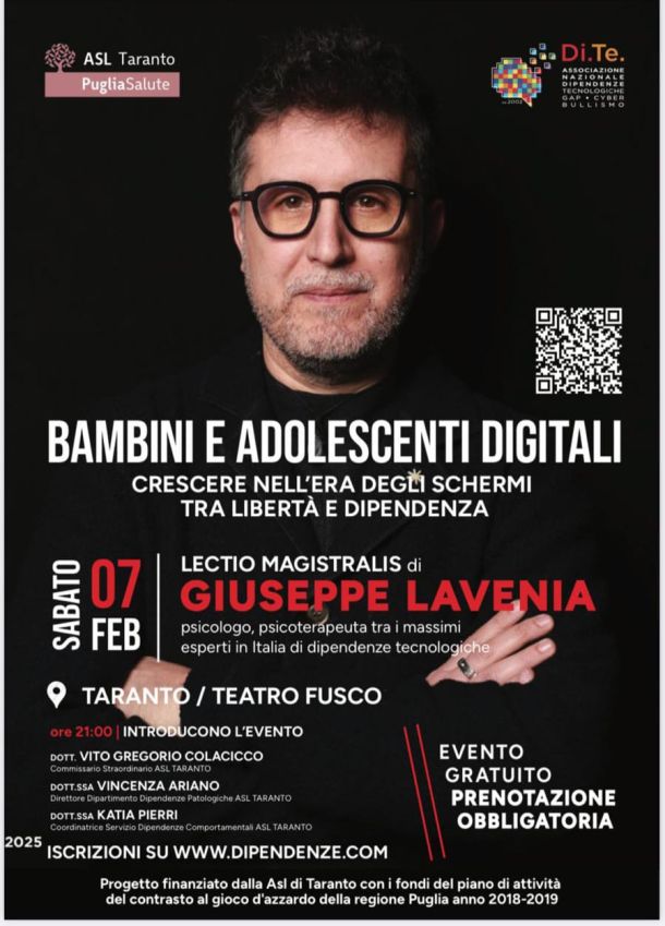 Dipendenze tecnologiche tra i giovani, a Taranto una conferenza organizzata dall’Asl