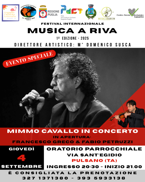 Mimmo Cavallo chiude a Pulsano “Musica a Riva”