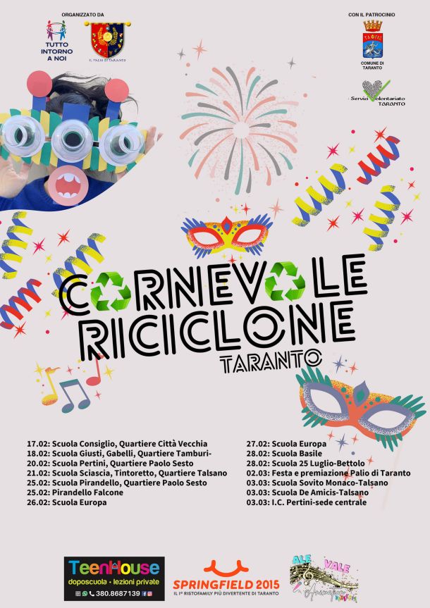 Taranto, al via in 13 scuole il “Carnevale riciclone”