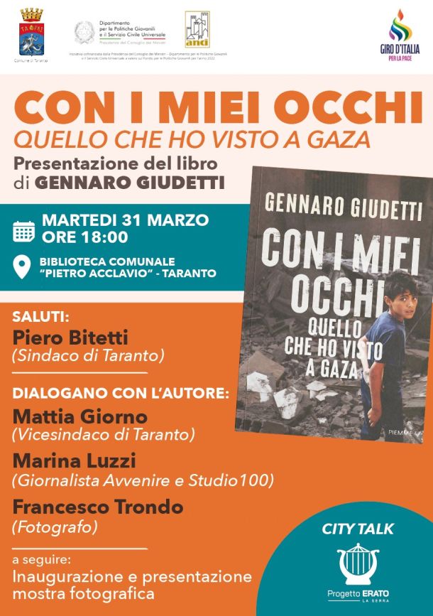 “Quello che ho visto a Gaza”, Gennaro Giudetti ospite in biblioteca a Taranto