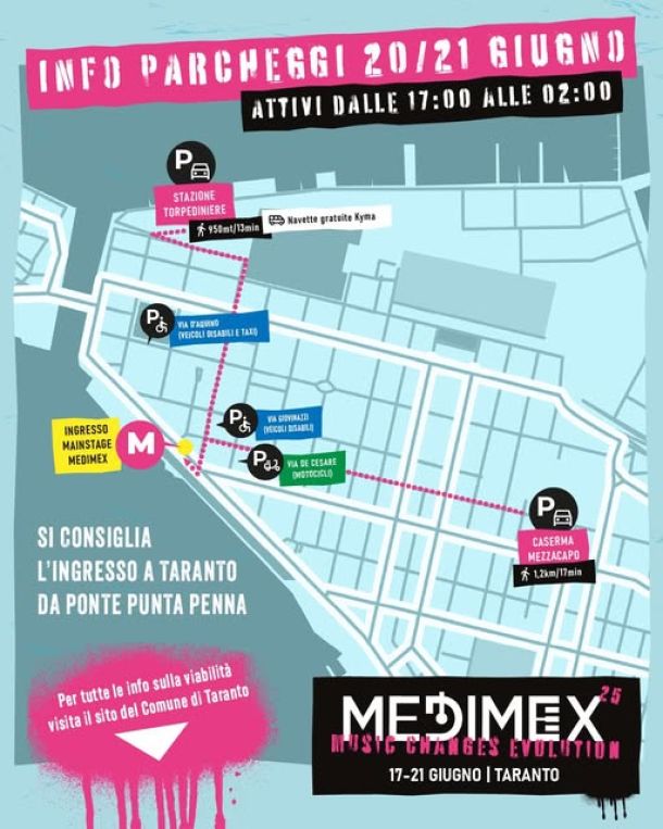 Medimex, sosta gratuita a Caserma Mezzacapo e Stazione Torpediniere