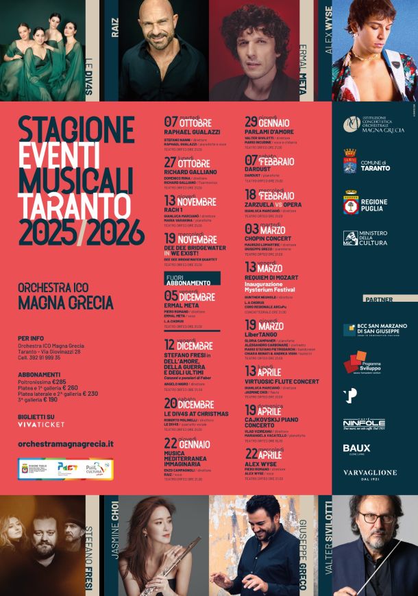 Stagione musicale Orchestra Magna Grecia, il 7 ottobre la prima