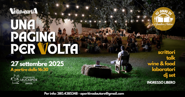Aperitivo d’Autore compie dieci anni, il programma del 27 settembre