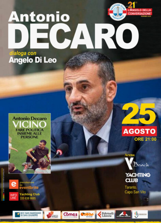 Decaro a Taranto chiude l’Angolo della Conversazione 2025 allo Yachting di San Vito
